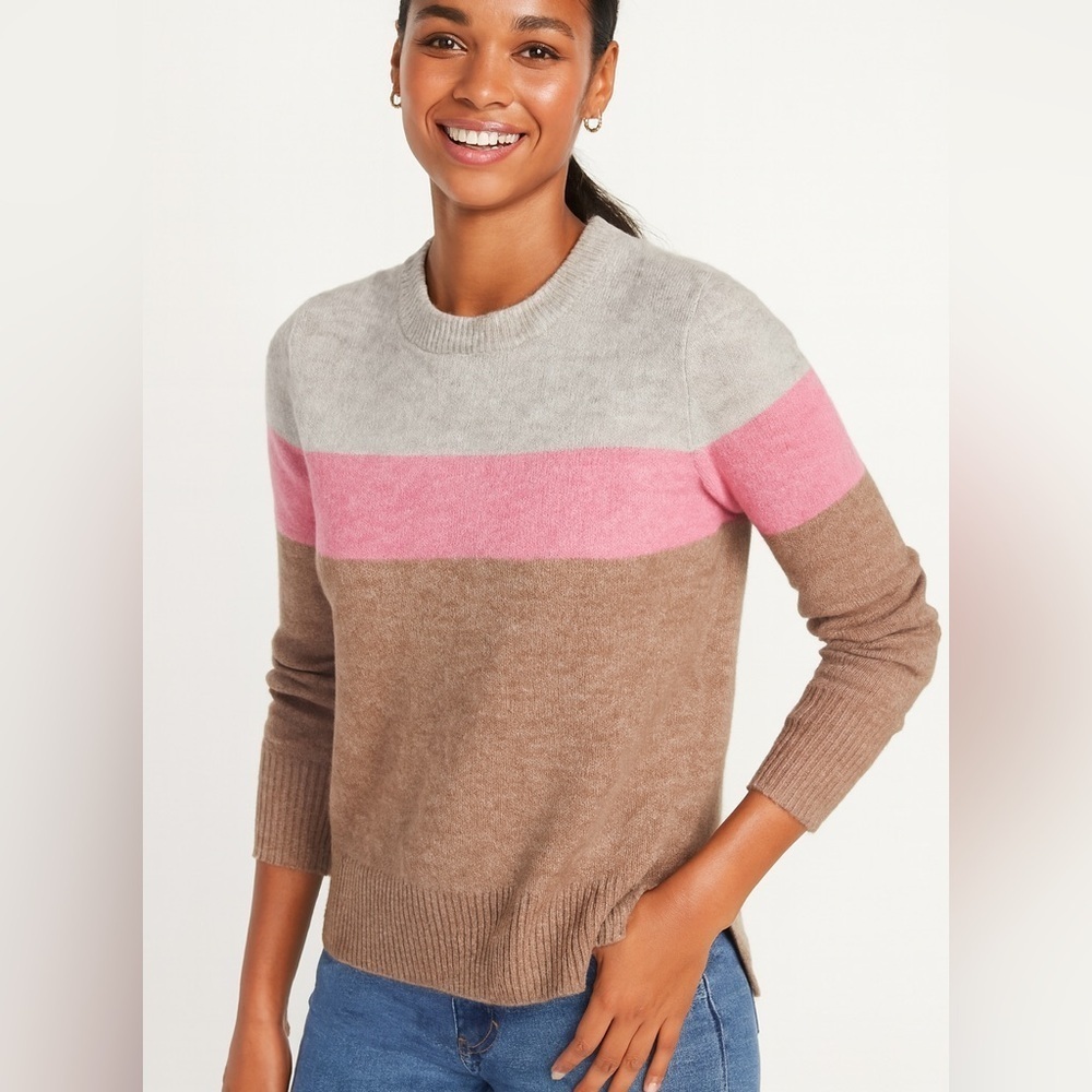Old Navy Women's Colorblock Sweater - Gray, Pink, and Brown
